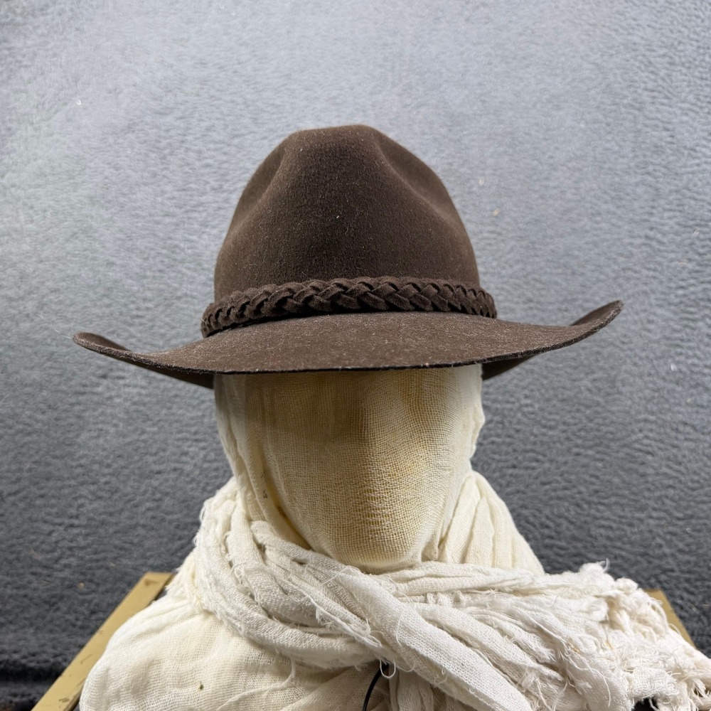 Mallory by Stetson Back Pack Coffee Brown Pure Wool Felt Fedora Hat 7 1/4 DW413